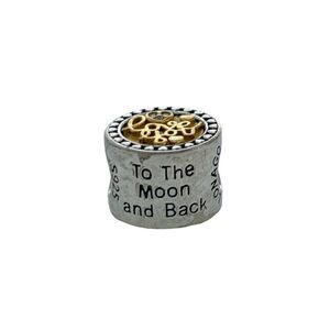 Lonago Sterling Silver 925 Two Tone CZ "Love You to The Moon and Back" Charm